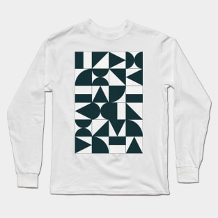 My Favorite Geometric Patterns No.17 - Green Tinted Navy Blue Long Sleeve T-Shirt